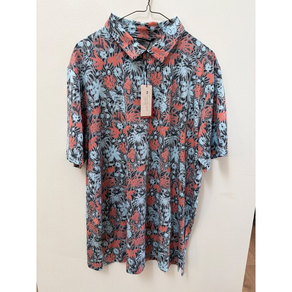 Travis Mathew Mens Featherweight Sands Heater Polo Shirt XL Floral Print